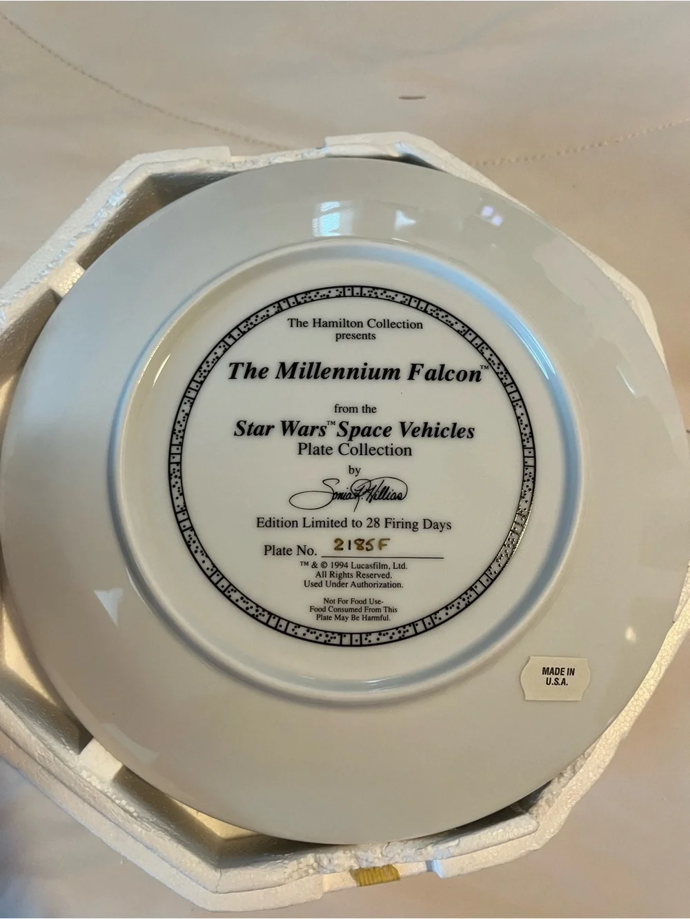 Star Wars Hamilton Plates Vehicles- Millennium Falcon, TIE Fighter , Jabba Barge